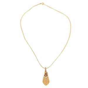 Sarah Coventry Gold Tone Art Deco Pendant Snake Chain Necklace Women’s